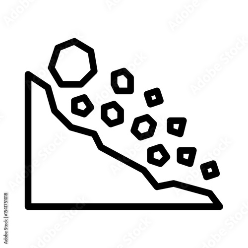 Landslide outline icon. landslip black line illustration.