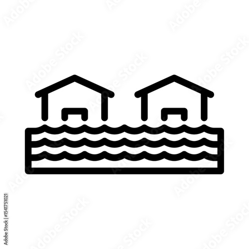 Flood outline icon. natural disaster black line illustration.