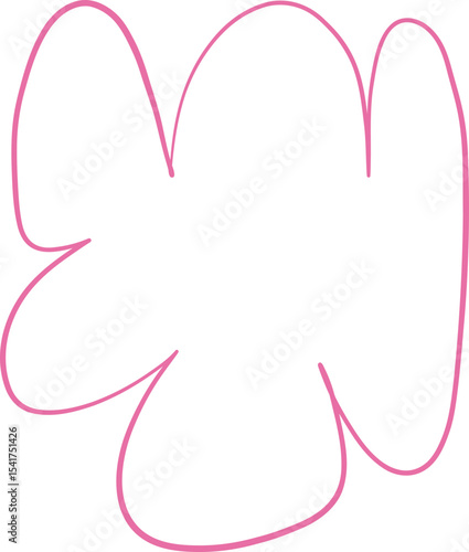 Freeform Abstract Pink Floral Outline Shape
