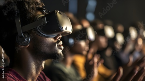 Diverse Group Experiencing Virtual Reality Technology in Action