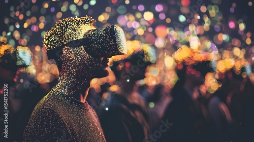 Vibrant Virtual Reality Experience with Colorful Bokeh Background
