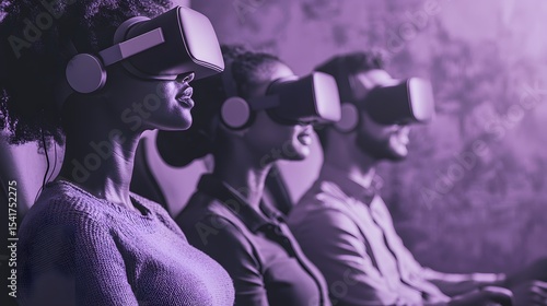 Engaged Users Enjoying Virtual Reality Technology in a Modern Setting