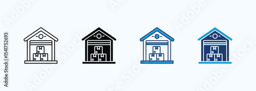 Warehouse icon set multiple style collection