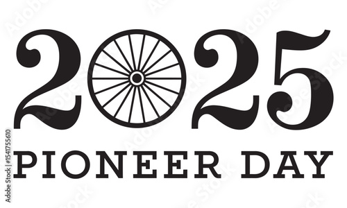 2025 Pioneer Day Wagon Wheel, Utah State Holiday, vector illustration