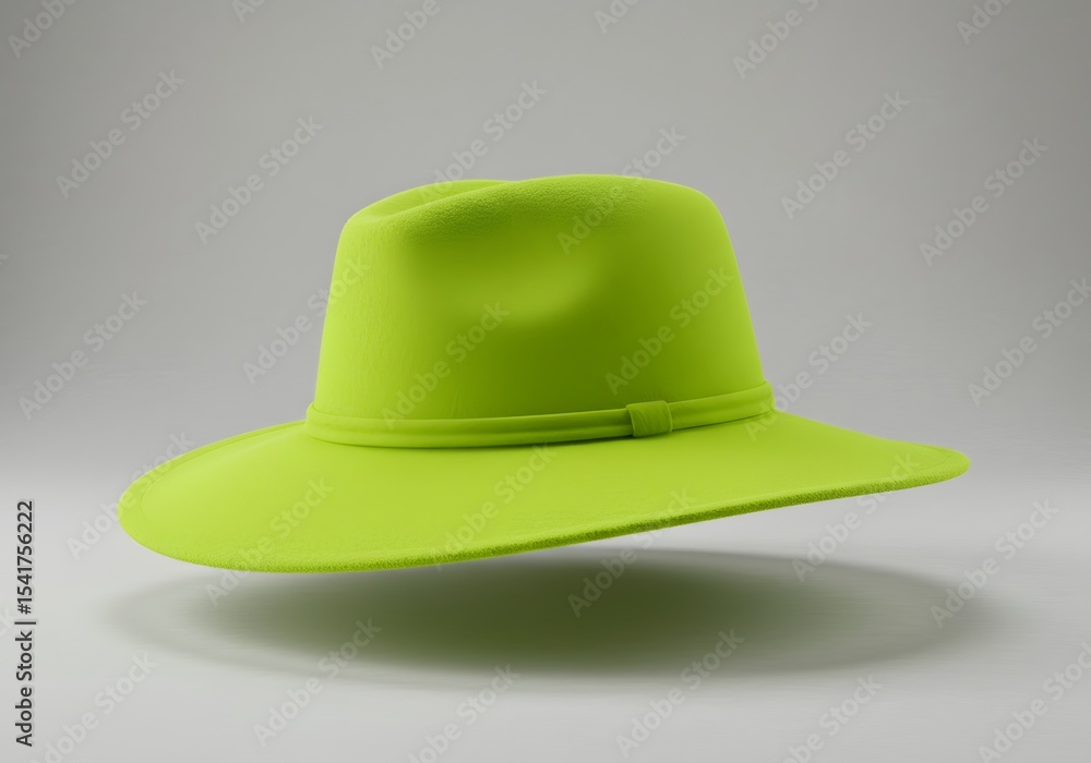 Fototapeta premium Lime Green Felt Fedora Hat - Fashion Accessory Mockup