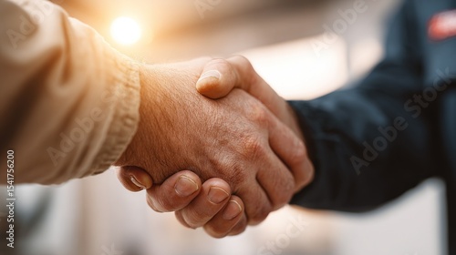 Close-up Handshake Electrician and Client Partnership