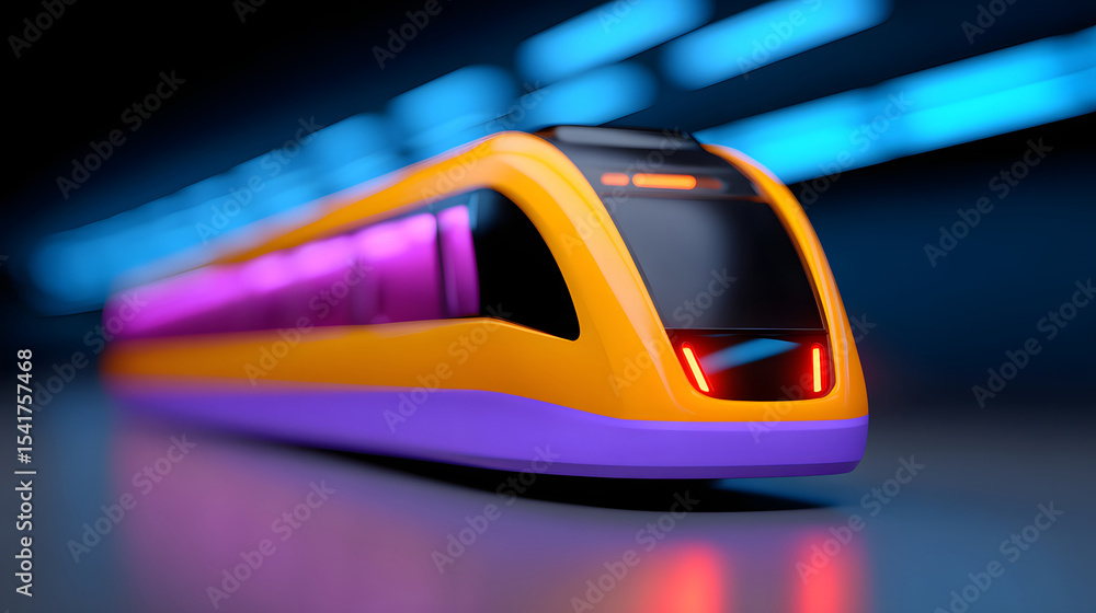 Obraz premium Subway Train Passing Through Tunnel in Dynamic Motion