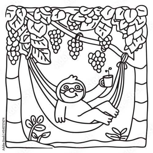 Furry Blossoms – Cute and Easy Coloring Pages for Teens and Adults | Whimsical Animal & Floral Designs Line art vector illustration | Print | Animal Coloring page | Blossoms Coloring Page