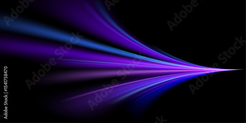Neon color glowing lines background, high-speed light trails effect. Modern abstract high-speed light motion effect on black background. Light motion effect, slow shutter of traffic.