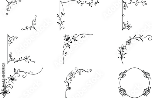 Collection of  Elegant floral corner and frame decorations