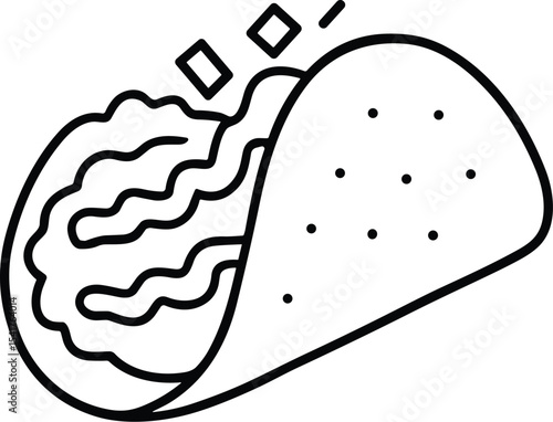Taco icon vector black silhouette print design