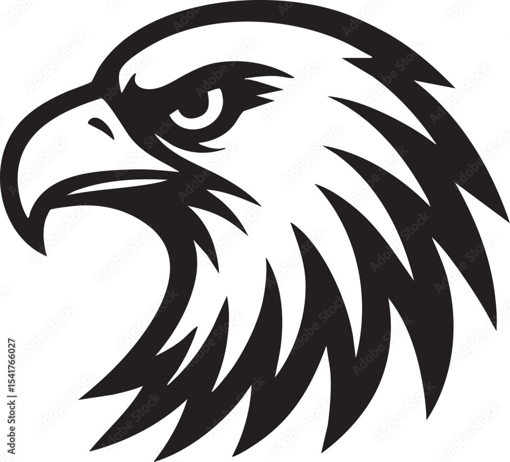 Fototapeta premium Majestic Eagle Head Profile Black and White Vector Illustration