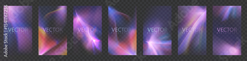 Bright holographic light effect with rainbow shades on transparent background. Vector illustration for modern abstract design, iridescent textures or trendy digital elements.