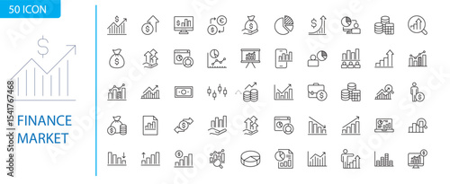 A modern and minimal finance icon set featuring stock market, banking, investment, crypto, savings, and business finance concepts. Perfect for mobile apps, web dashboards, infographics, UI/UX design, 