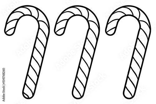 Candy Cane set line art vector