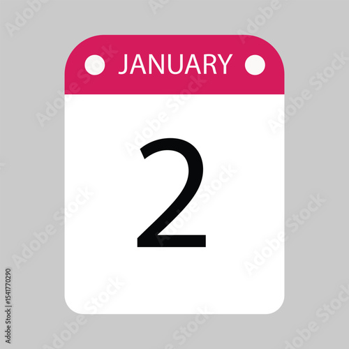 Daily Reminder Calendar Icon to Visualize the Date January 2	