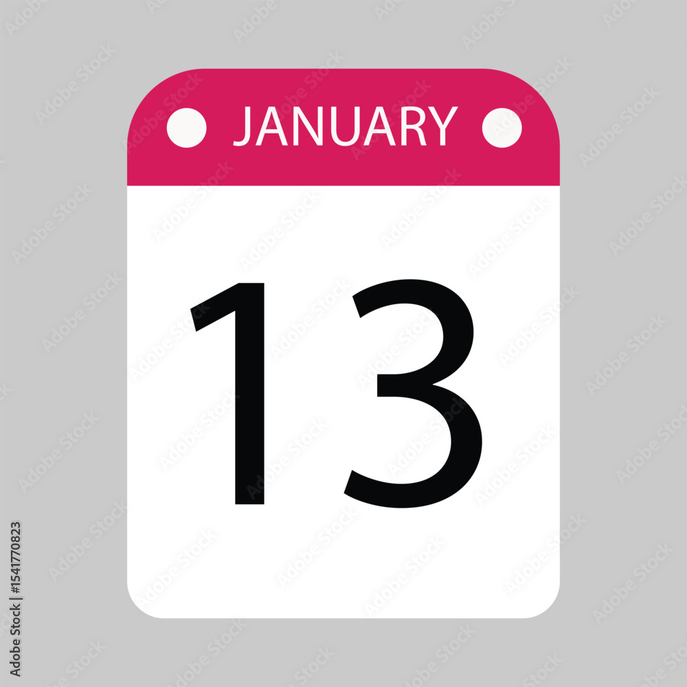 Fototapeta premium Calendar Page Displaying the 13th Day of the Month 