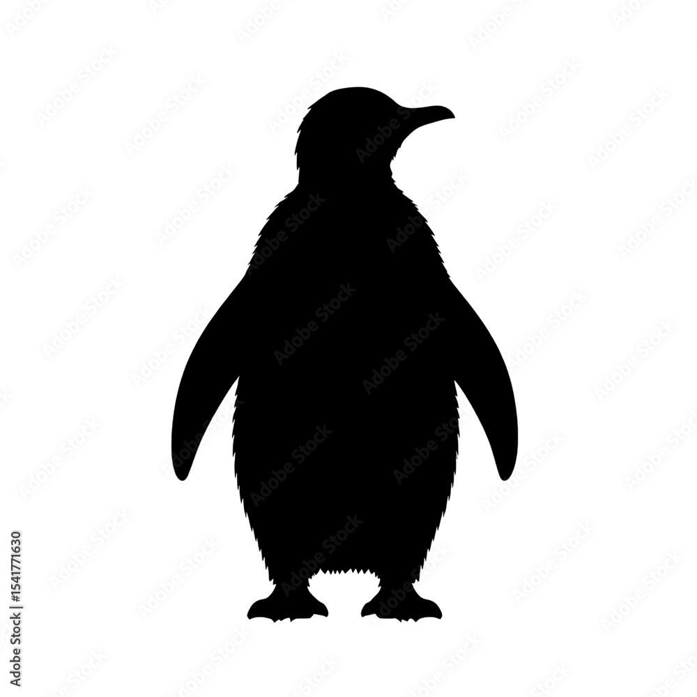 Fototapeta premium Standing Black Penguin Silhouette Isolated on Transparent Background - Antarctic Animal
