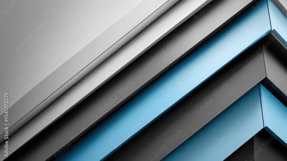 Obraz premium Minimalistic diagonal lines in monochrome grey and electric blue, sharp angles and futuristic feel 