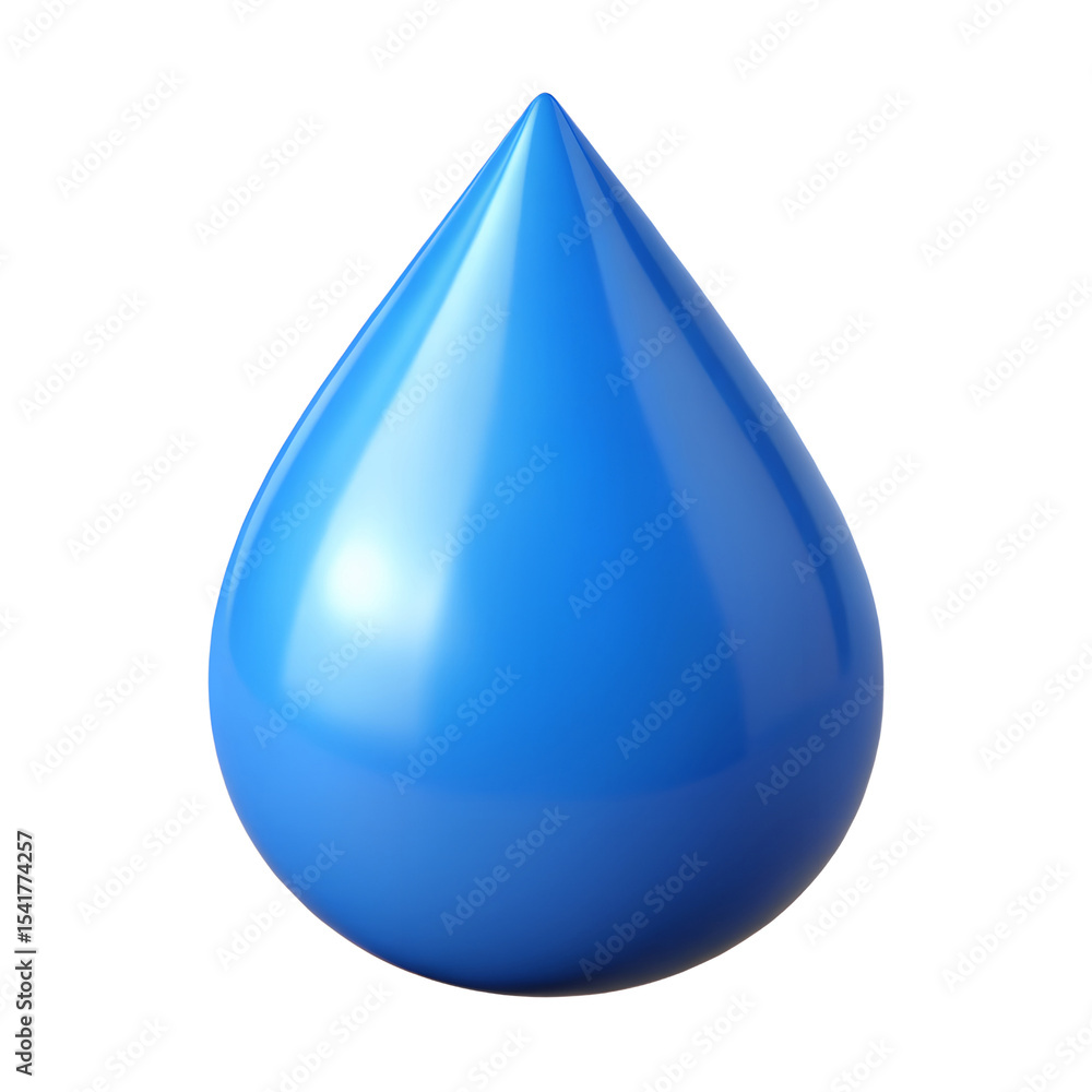 Single Blue Water Drop Purity, Hydration, and Refreshment Concept Single Blue Water Drop Purity, Hydration, and Refreshment Concept