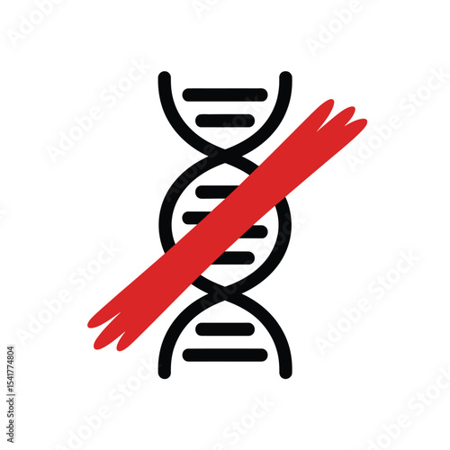 Red Prohibition Mark Across Black D N A Strand Icon