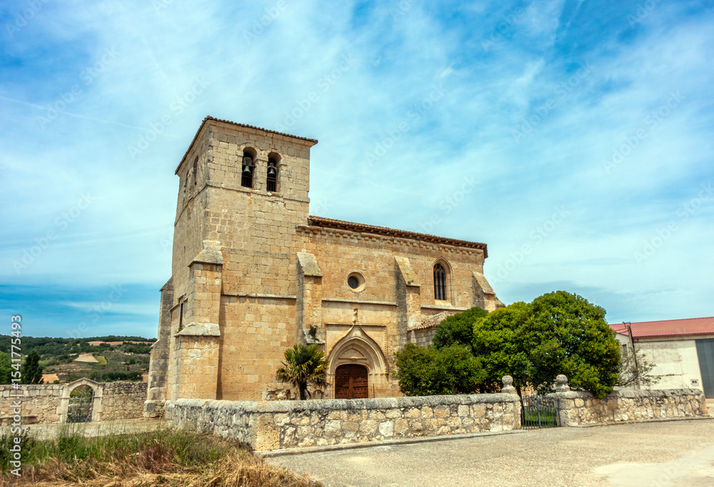 Historic Church of San Miguel (Romanesque and Late Gothic). Villovela de Esgueva, Burgos, Castile and Leon, Spain Historic Church of San Miguel (Romanesque and Late Gothic). Villovela de Esgueva, Burgos, Castile and Leon, Spain