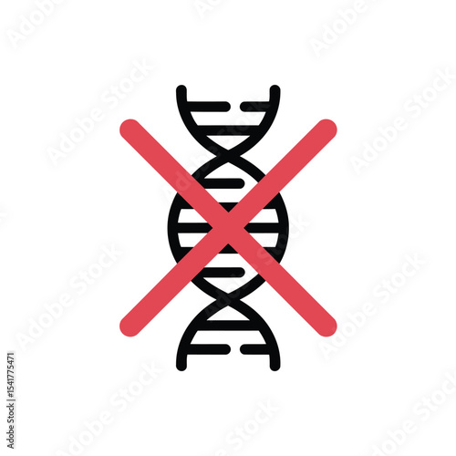 Red X over Black D N A Strand Icon helix genetic
