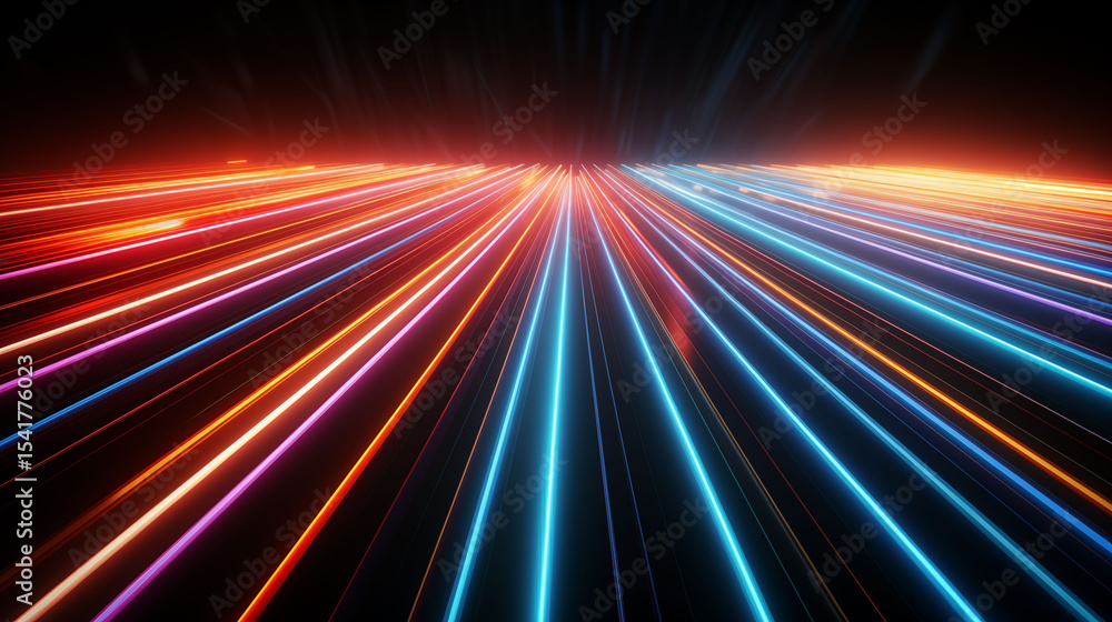 Obraz premium glowing neon lines in abstract digital patterns, vibrant colors, high-tech feel, dynamic energy