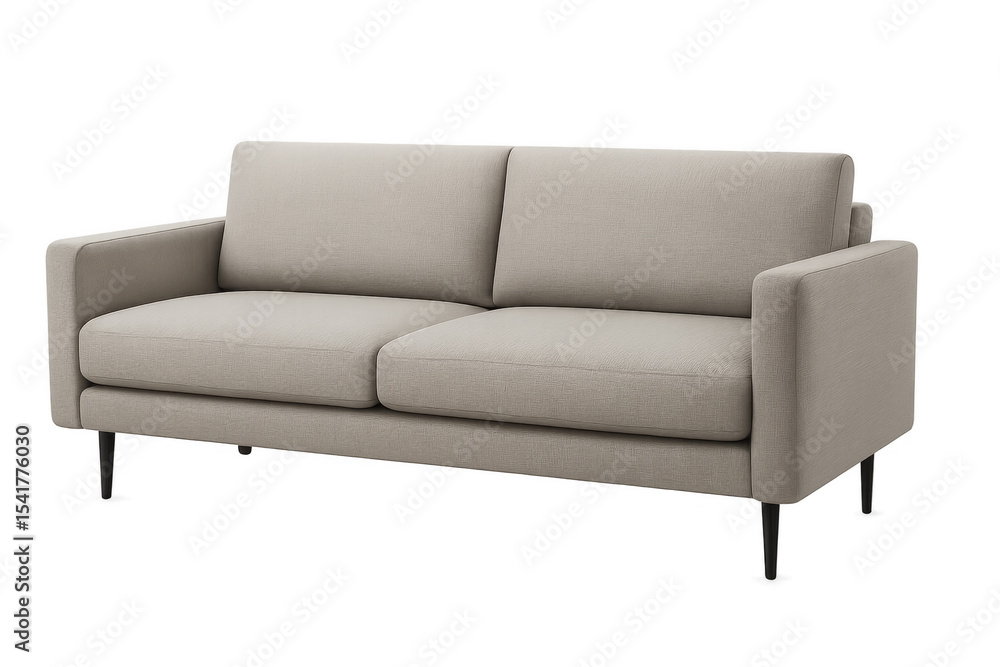 Modern beige sofa isolated on transparent background for interior design projects Modern beige sofa isolated on transparent background for interior design projects