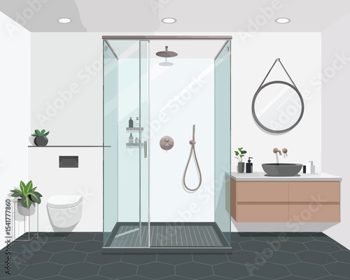 Modern Bathroom Design Clean Lines, Glass Shower, and Minimalist Decor