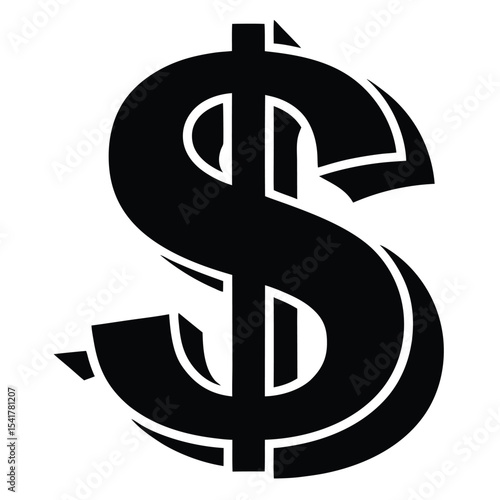 Bold and Striking Dollar Sign A Symbol of Wealth Currency and Financial Success with Distinctive Design and Clear Visual Appeal