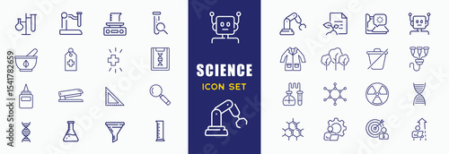 Science, scientific activity elements - minimal thin line web icon set. Outline icons collection. Simple vector illustration.