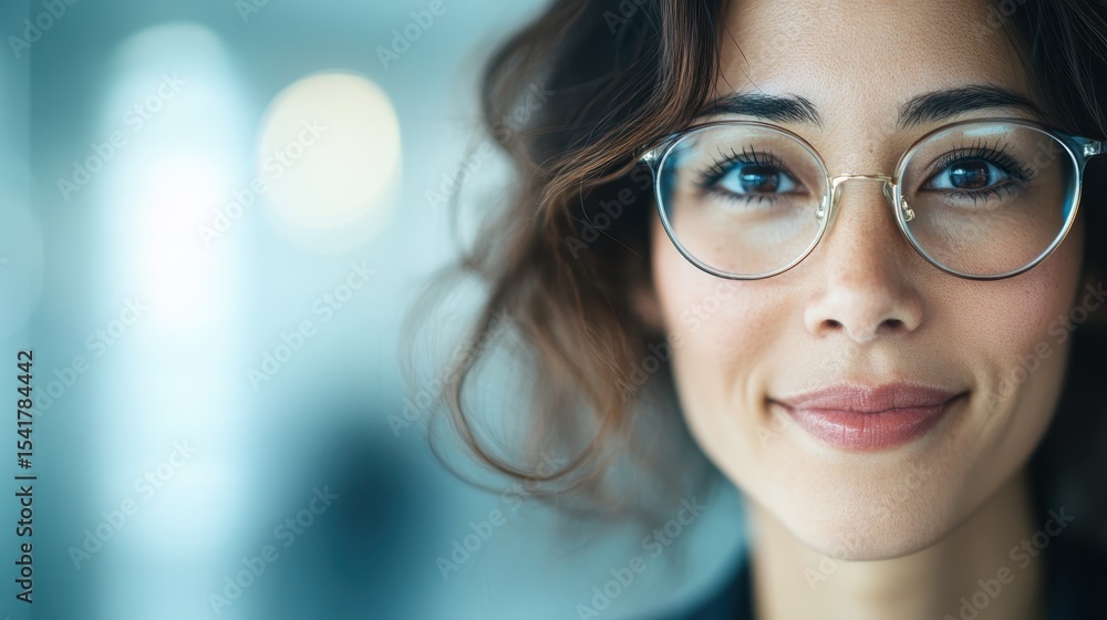 This close-up portrait captures a woman wearing stylish glasses, radiating grace and intelligence, set against a softly blurred background for an intimate touch. This close-up portrait captures a woman wearing stylish glasses, radiating grace and intelligence, set against a softly blurred background for an intimate touch.