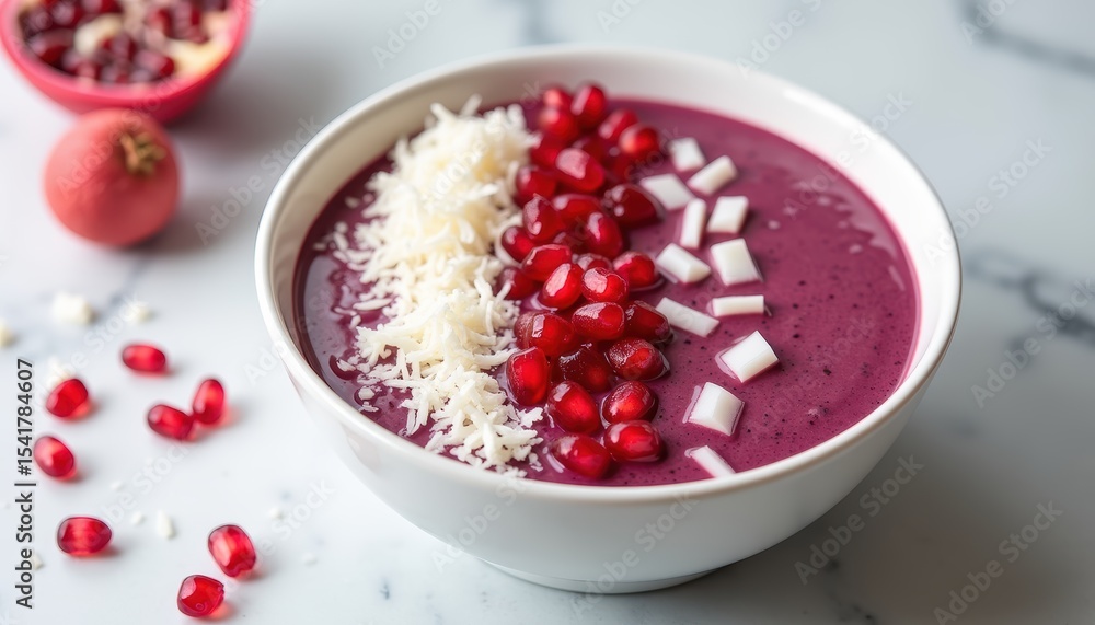 Delicious Smoothie Bowl with Pomegranate Seeds and Coconut Topping for Healthy Breakfast Ideas Delicious Smoothie Bowl with Pomegranate Seeds and Coconut Topping for Healthy Breakfast Ideas
