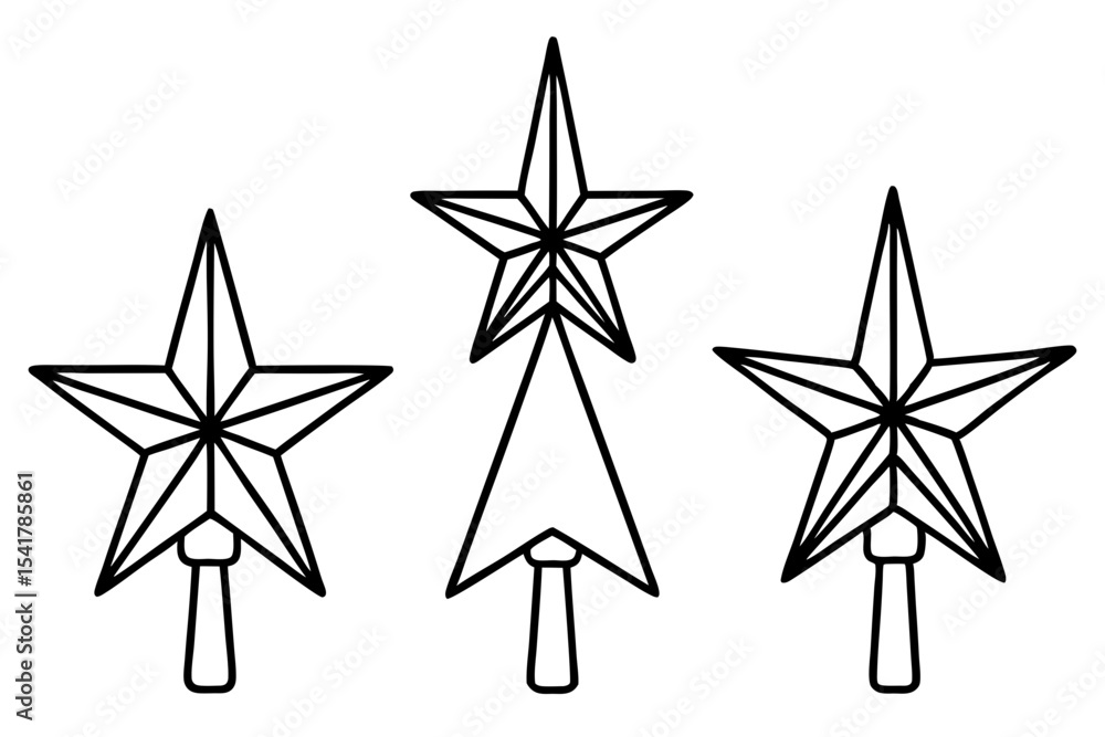 Fototapeta premium Christmas Tree Star Outline Illustration