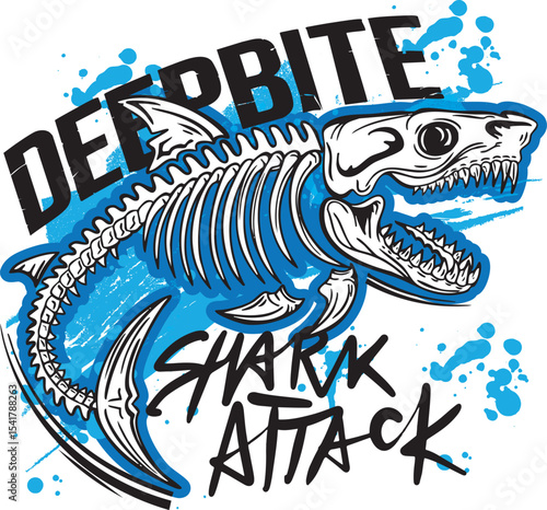 Hand drawn Dangerous shark attach slogan.  background for boys and girls,  For prints, T-shirts, textiles,fabric, web. 