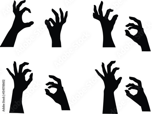 Spooky black silhouette hands reaching out create a ghostly and eerie mood in the picture