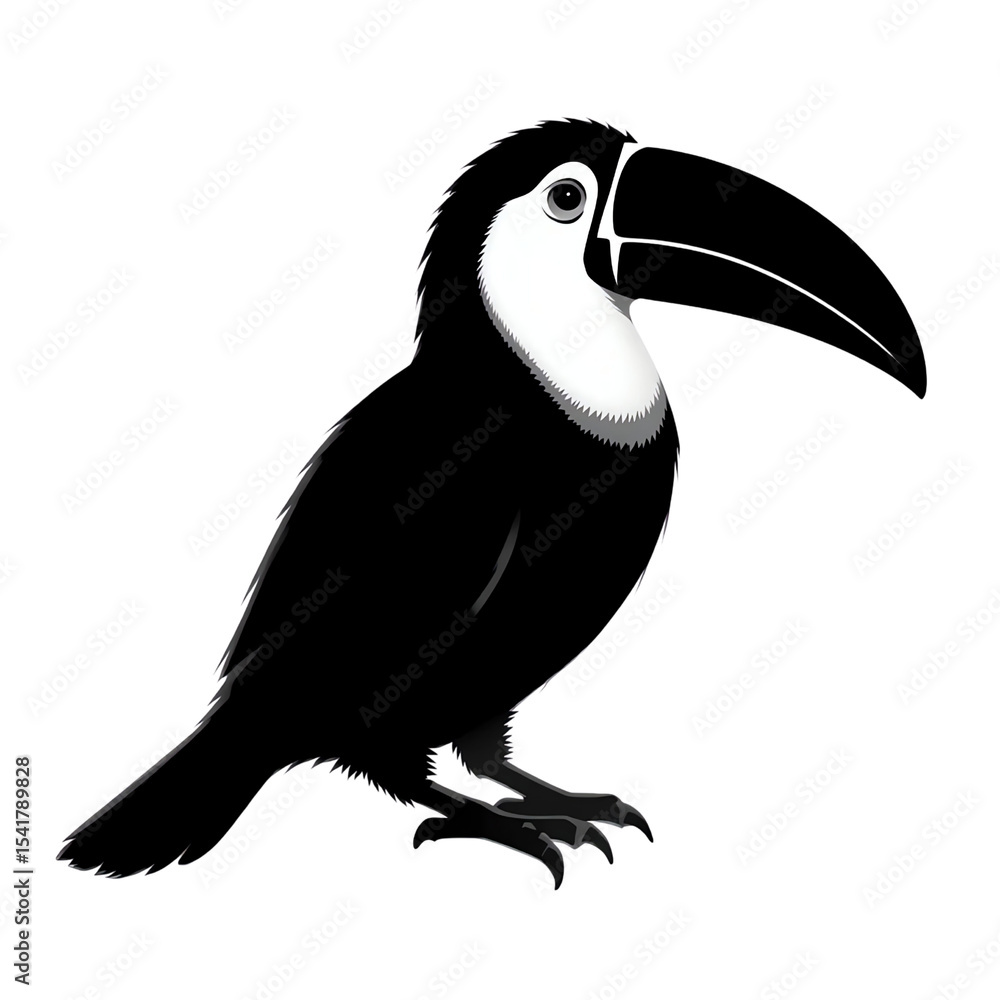 Obraz premium Black and White Toucan Bird with Transparent Background
