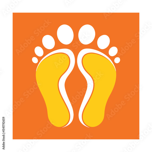 Colorful illustration of feet footprints in orange yellow and purple suitable for health concepts