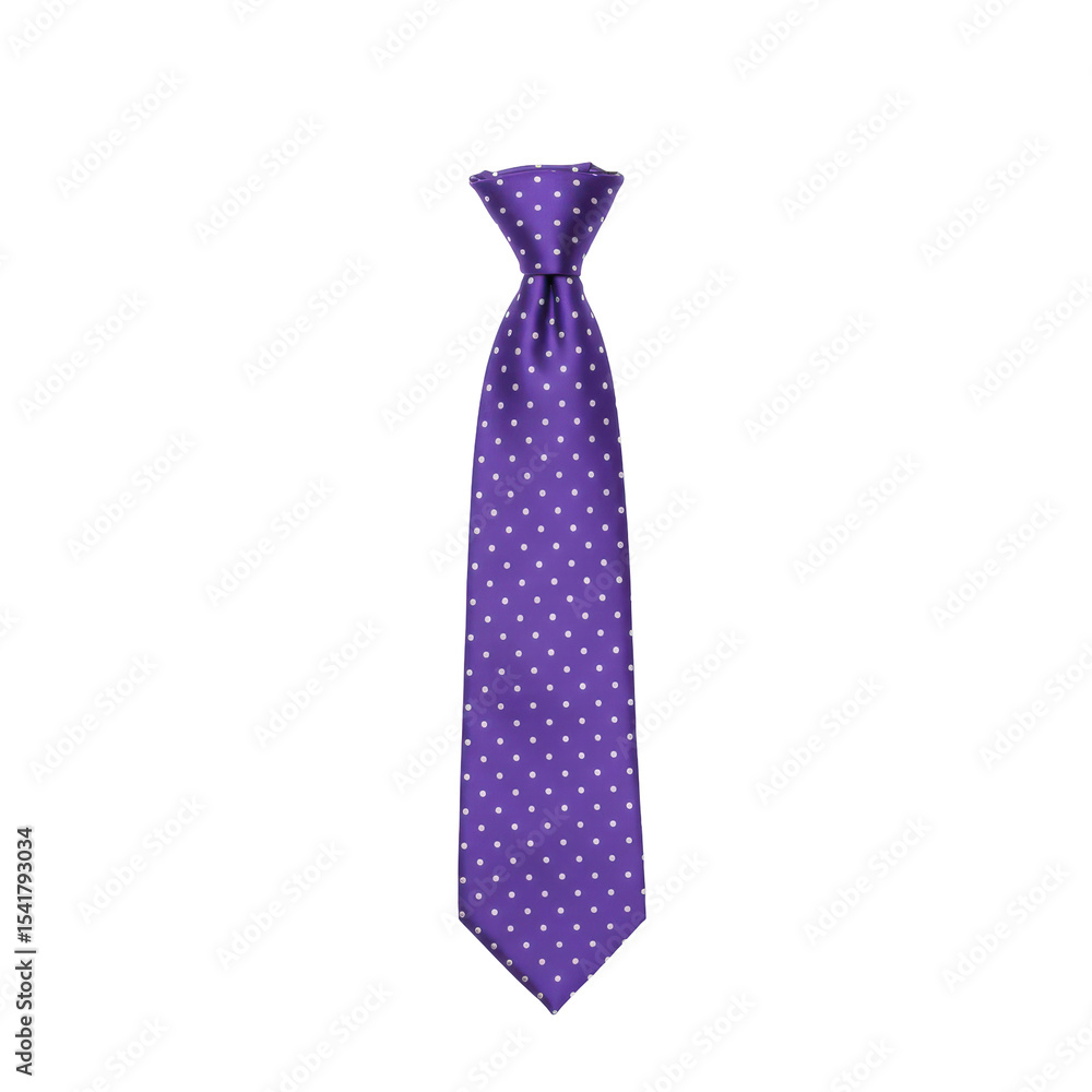 Polka-dotted purple necktie: a stylish accessory with white circular accents Polka-dotted purple necktie: a stylish accessory with white circular accents