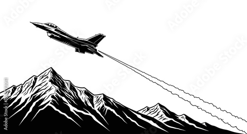 Vector Silhouette of Detailed Fighter Jet F-16 – Military Aircraft Illustration for Defense and Aviation Design