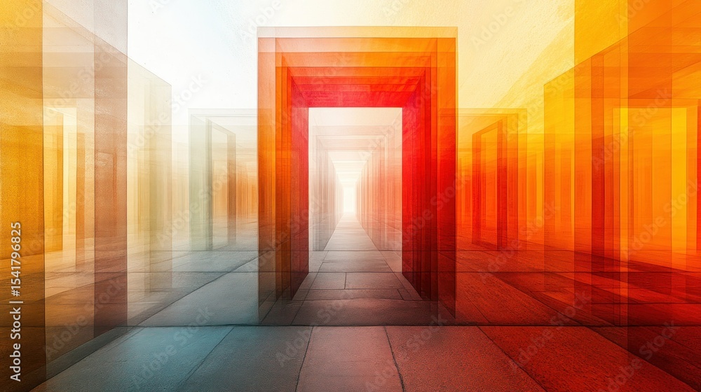 Fototapeta premium Abstract architectural hallway of vibrant hues