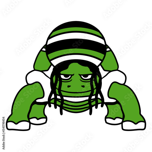 Turtle reggae music Rasta hair cap Jamaica culture Isolated Vector Graphic Design Illustration
