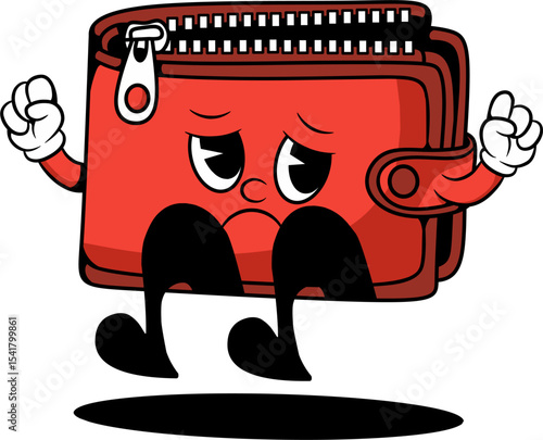 adorable sadness but cute downcast wallet mascot design