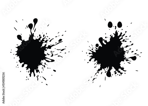 Wallpaper Mural Two bold black ink blots create a striking contrast against a pure white backdrop Torontodigital.ca