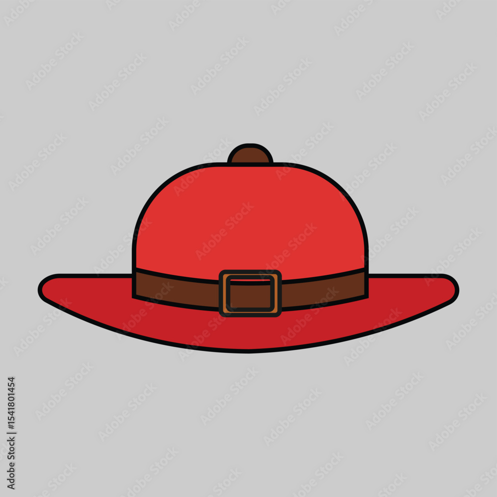 Fototapeta premium Red Pith Helmet Illustration A Classic Headwear Design