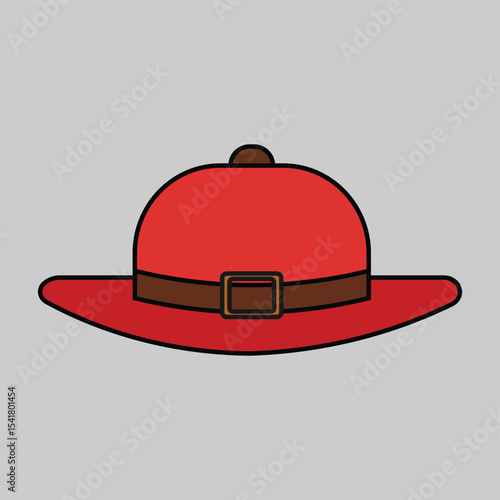 Red Pith Helmet Illustration A Classic Headwear Design