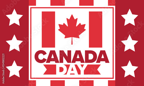 Canada Day. Happy national holiday, celebrated annual in July 1. Canadian flag. Maple leaf. Patriotic symbol and elements. Poster, card, banner and background. Vector illustration