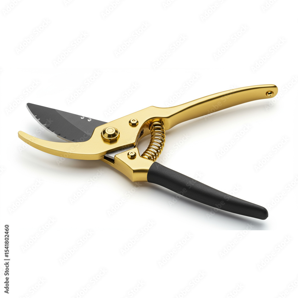 Obraz premium Gold-Colored Pruning Shears, High-Quality Garden Tool