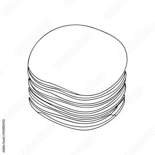 Vector line art illustration of stacked cotton pads for facial cleansing and skincare routine